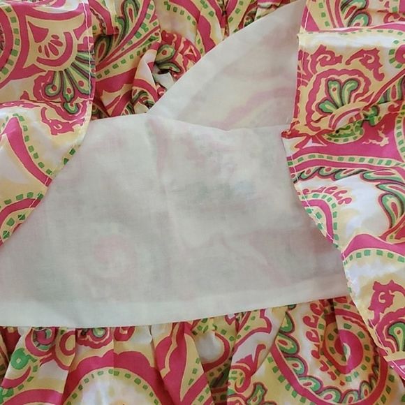 Britt Ryan Boho Gypsy Cream Paisley Ruffled Strapless Silk Blend Mini Dress - Picture 9 of 11